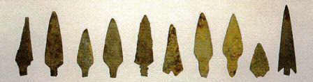 Pictures of different Types of Arrowheads