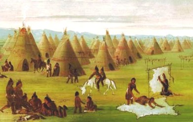 Comanche Tepee Village - painting by George Catlin