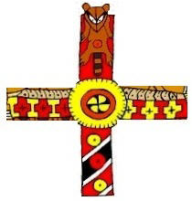Cross Symbol with raccoon and twins
