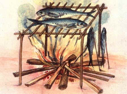 Curing Fish over a fire