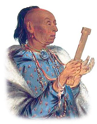 Kickapoo Indian holding a Prayer Stick