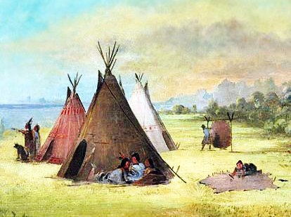 Kiowa Native American Indian Tribe and their tepees