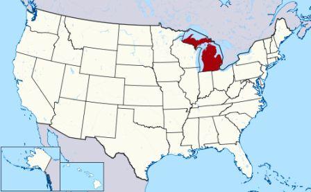 State Map showing location of Michigan Indians