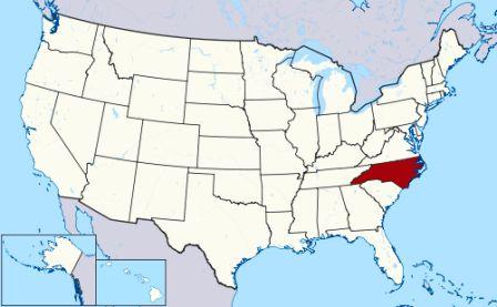 State Map showing location of North Carolina Indians