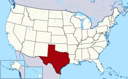State Map showing location of Texas
