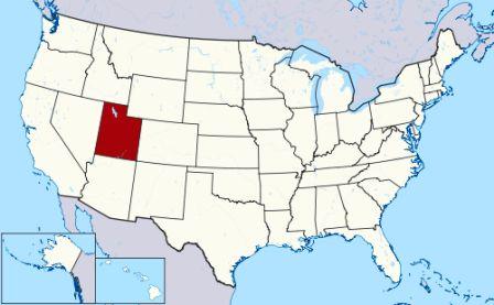 State Map showing location of Utah