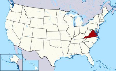 State Map showing location of Virginia