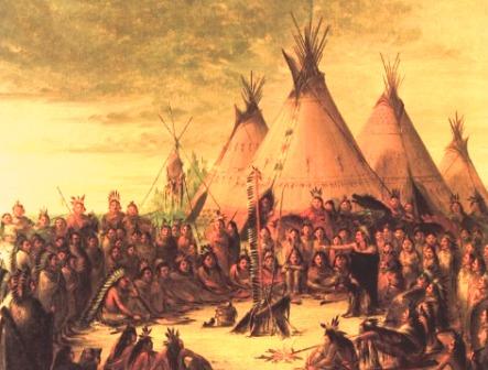 Pow-Wow: Sioux War Council Painting by George Catlin