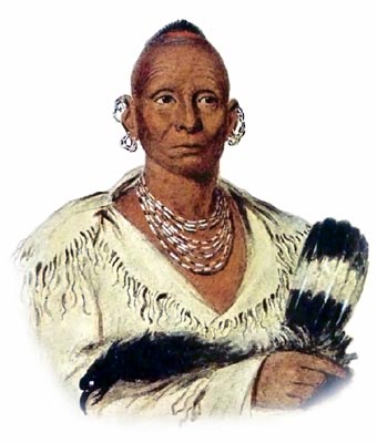 Chief Black Hawk wearing Wampum Earrings and Necklace 