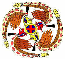 Feathered Serpents and Cross in a Circle Symbol