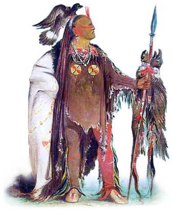 Crow Warrior wearing Buckskin Clothing
