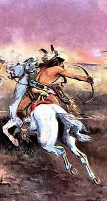 Indian Horseback shooting bow and arrow