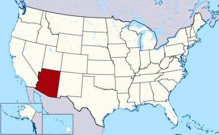 Map showing location of Arizona