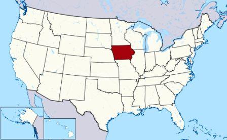 State Map showing location of Iowa Indians 
