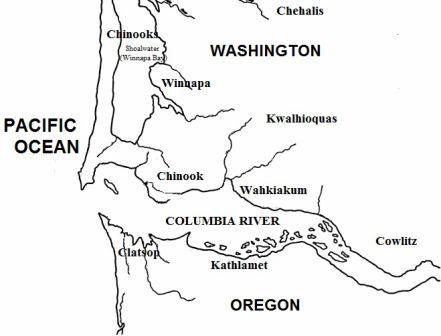 Map showing location of the Kathlamet Tribe