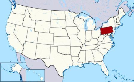State Map showing location of Pennsylvania Indians