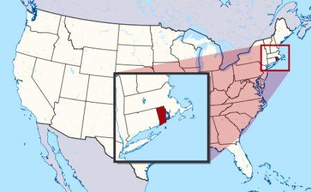 State Map showing location of Rhode Island