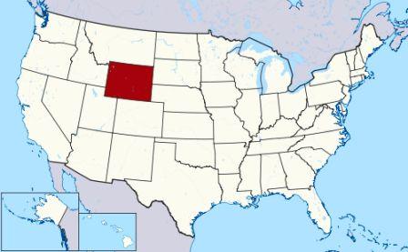 State Map showing location of Wyoming