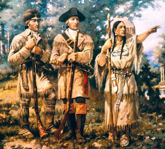 Sacagawea with Lewis and Clark at Three Forks