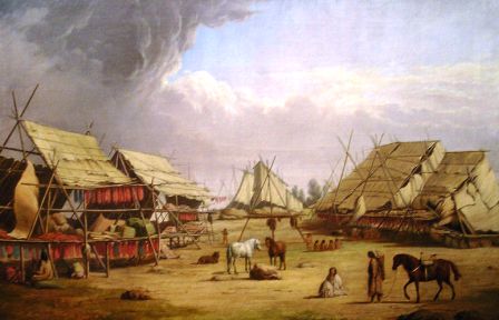 Coeur d'Alene tribe: Tule Mat houses at Fort Colville by Paul Kane