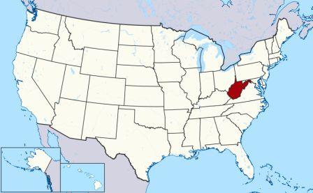 State Map showing location of West Virginia